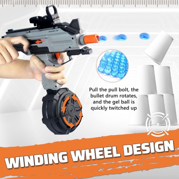 UZI Electric Automatic Gel Ball Blaster with Drum Magazine Full Auto Fire Mode - Image 2