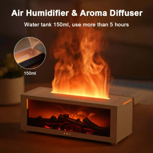 High End Fireplace Shape Flame Humidifiers Innovation 7-Color Flame Oil Essential Aroma Diffuser - Image 4